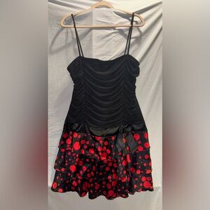 Taboo Black and Red Polka Dot Midi Dress